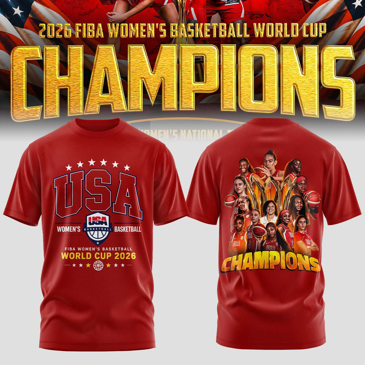 Limited Edition USA Women’s Basketball 2026 FIBA World Cup Champions T-shirt