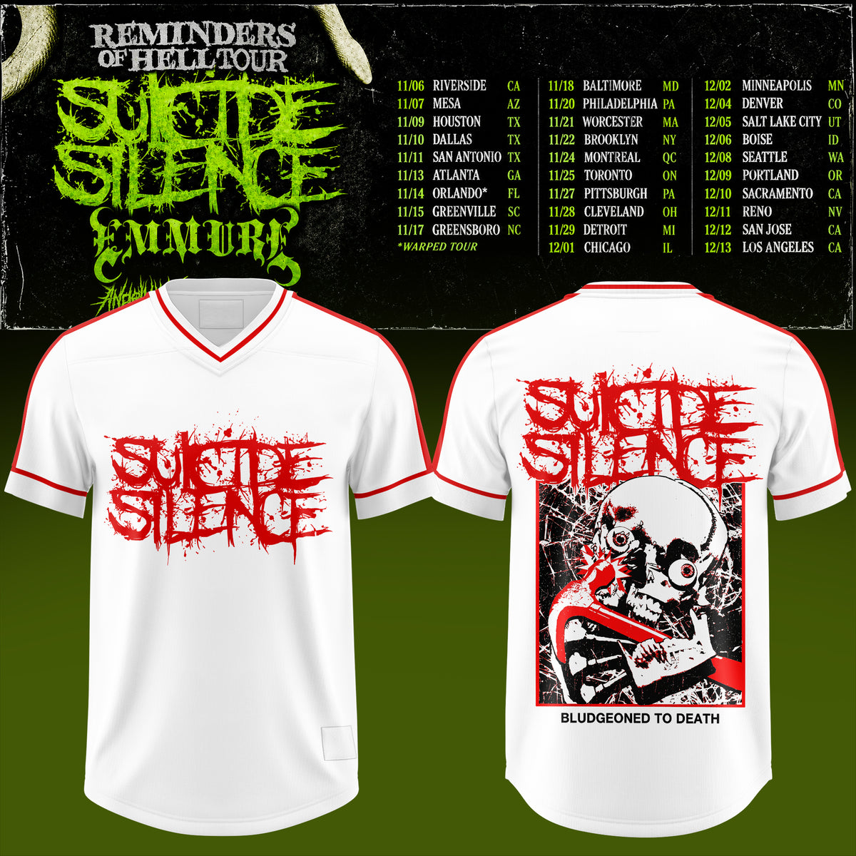 Suicide Silence Reminders Of Hell Tour Football Jersey