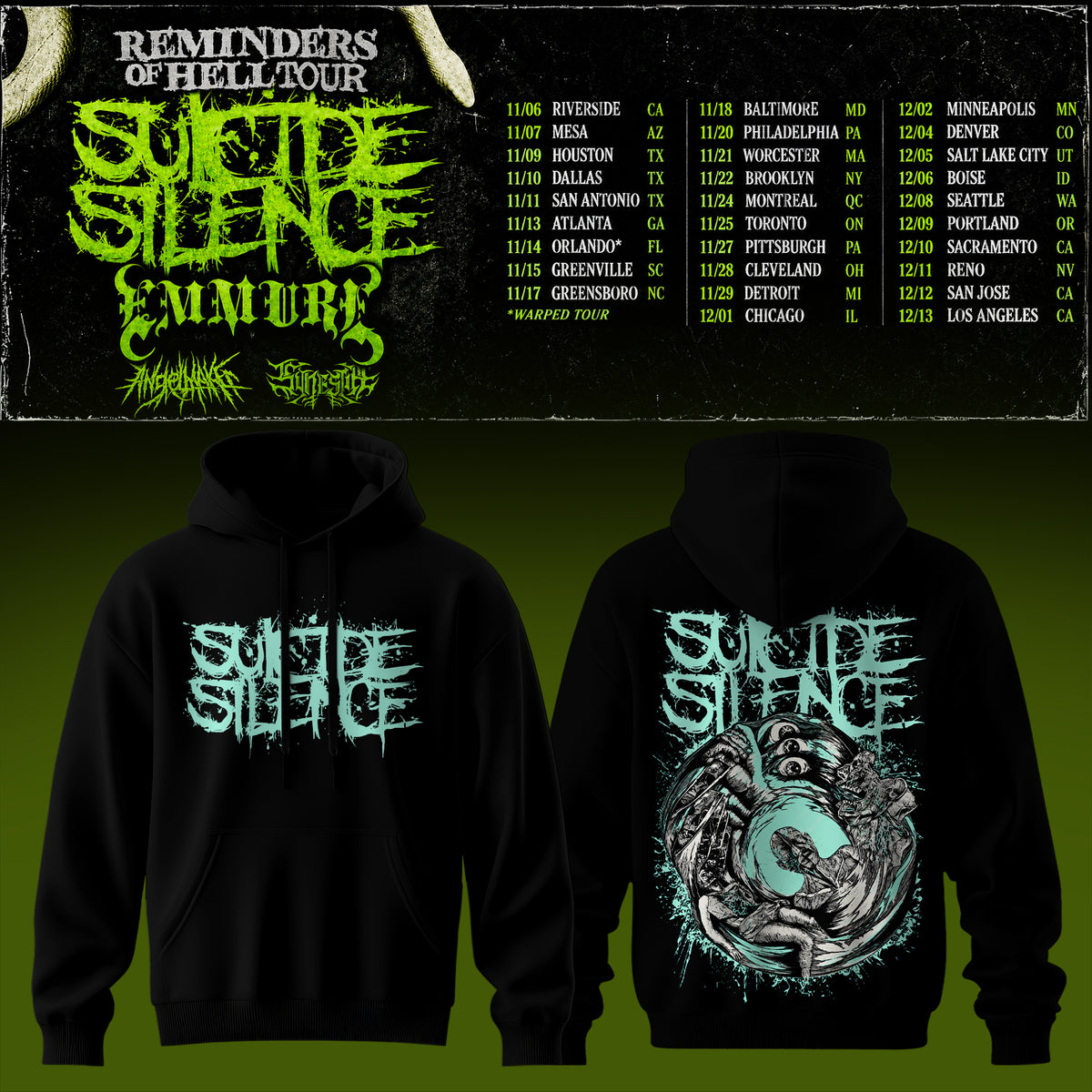 Suicide Silence Reminders Of Hell Tour Hoodie