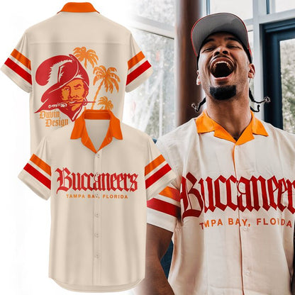 Men's Tampa Bay Buccaneers Duvin Designs Co. Cream Cabana Button-Up Shirt