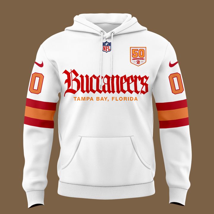 Men's White Tampa Bay Buccaneers 50th Season Essential Hoodie