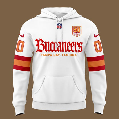 Men's White Tampa Bay Buccaneers 50th Season Essential Hoodie