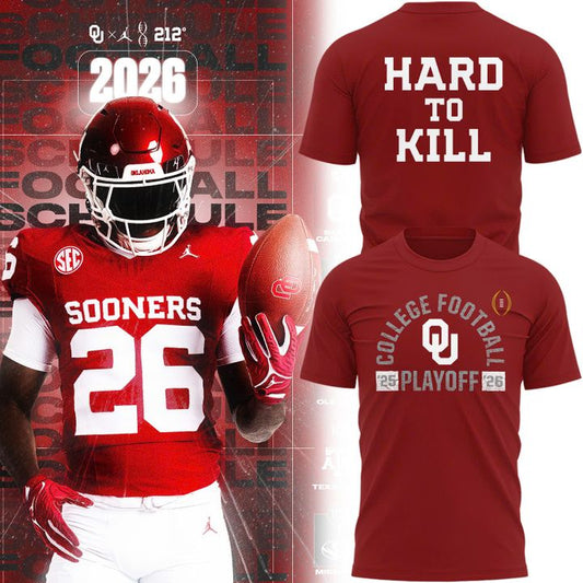 2025 "Hard To Kill" Oklahoma Sooners Play Off Red T-Shirt