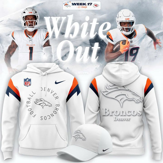 Denver Broncos White Out Pullover Hoodie