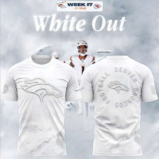 Limited Editions Denver Broncos '' White Out '' 2025 T-Shirt