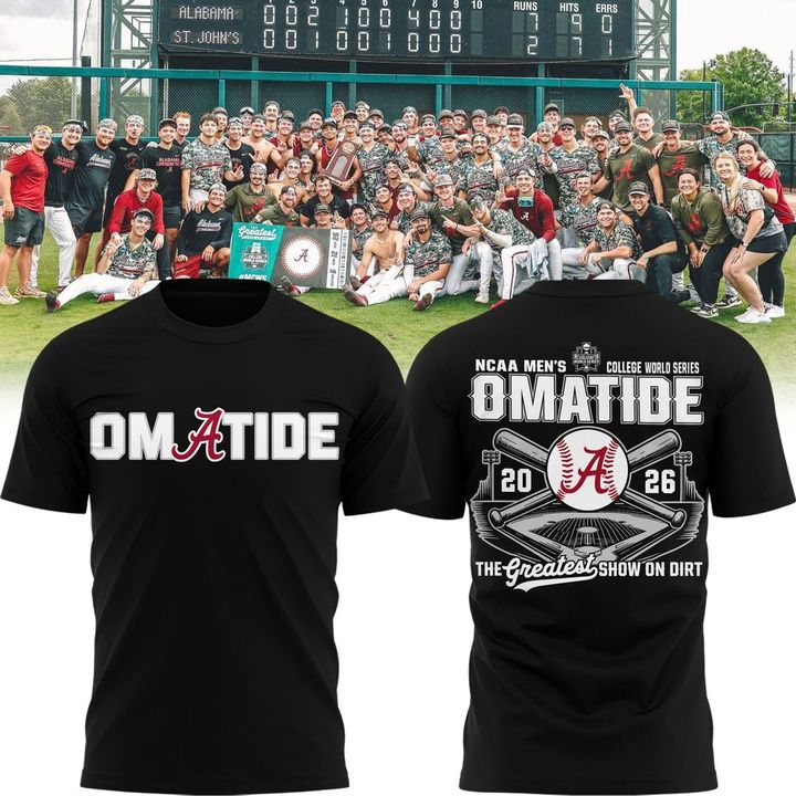 Limited edition Alabama Crimson Tide 2026 Baseball College World Series "OmaTide" T-Shirt Black