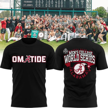 Limited edition Alabama Crimson Tide 2026 Baseball College World Series "OmaTide" T-Shirt Black.
