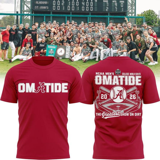 Limited edition Alabama Crimson Tide 2026 Baseball College World Series "OmaTide" T-Shirt Red