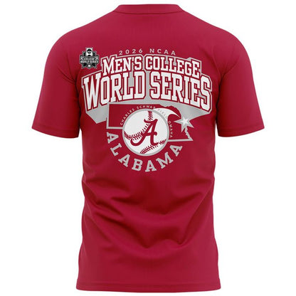 Limited edition Alabama Crimson Tide 2026 Baseball College World Series "OmaTide" T-Shirt Red.