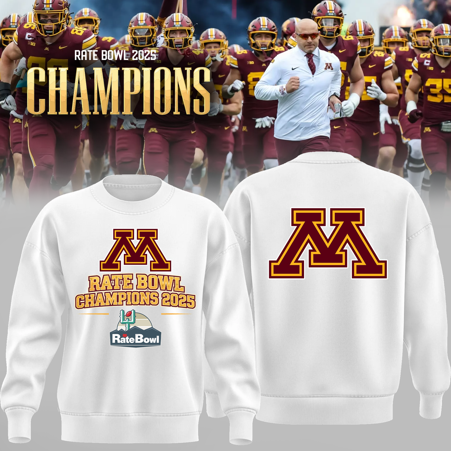 Limited Edition Minnesota Golden Gophers Champions🏆 RATE BOWL Sweater