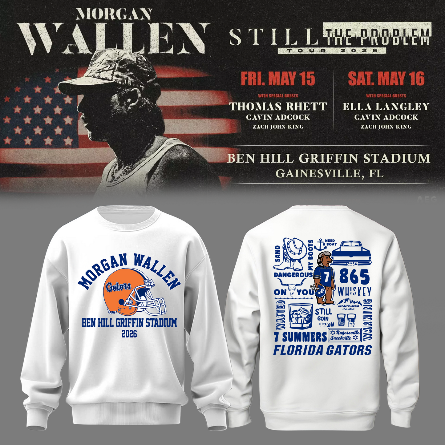 Limited Edition “Still The Problem Tour” At Ben Hill Griffin Stadium, Florida Gators Sweatshirt