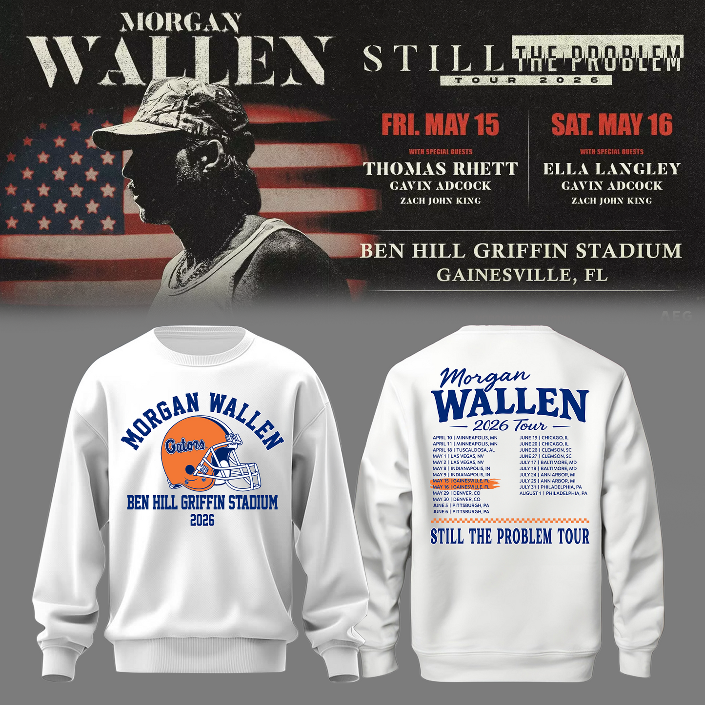 Limited Edition “Still The Problem Tour” At Ben Hill Griffin Stadium, Florida Gators Sweatshirt