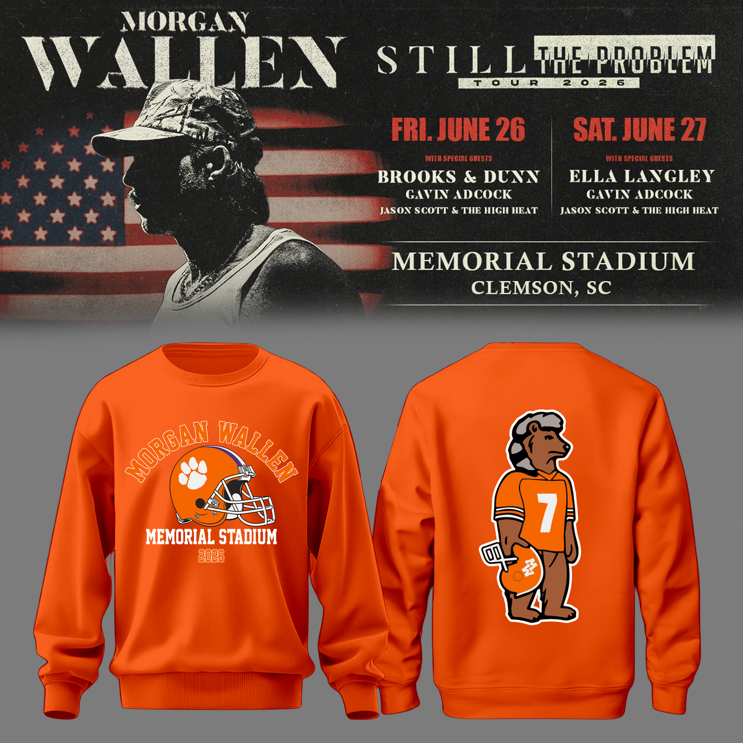 Morgan Wallen: The Clemson Takeover Sweatshirt Limited Tour Drop
