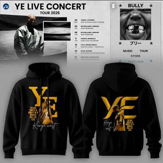 Bully Live Concert Tour 2026 Premium 3D Hoodie – Gold Edition