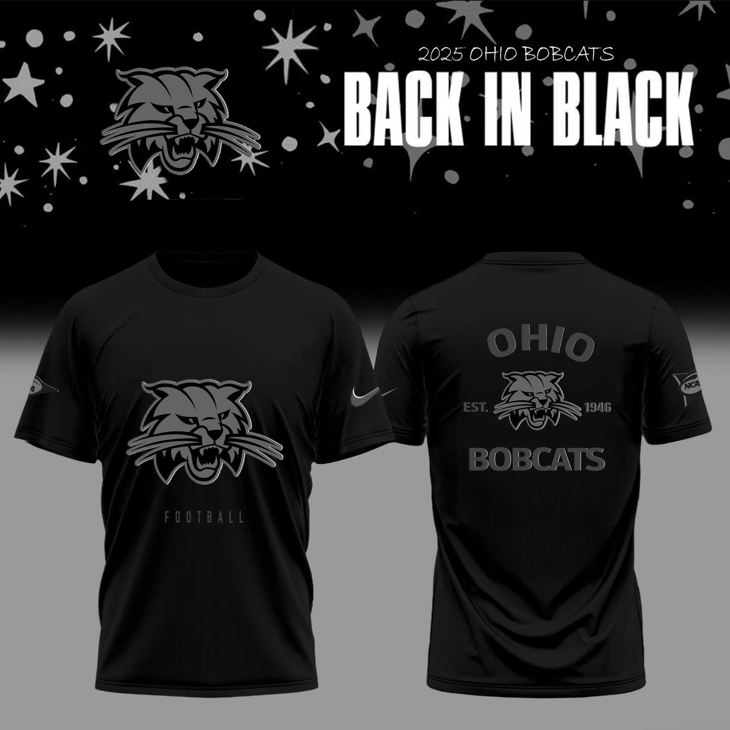 Limited Edition Ohio Bobcats Back In Black Uniform TShirt