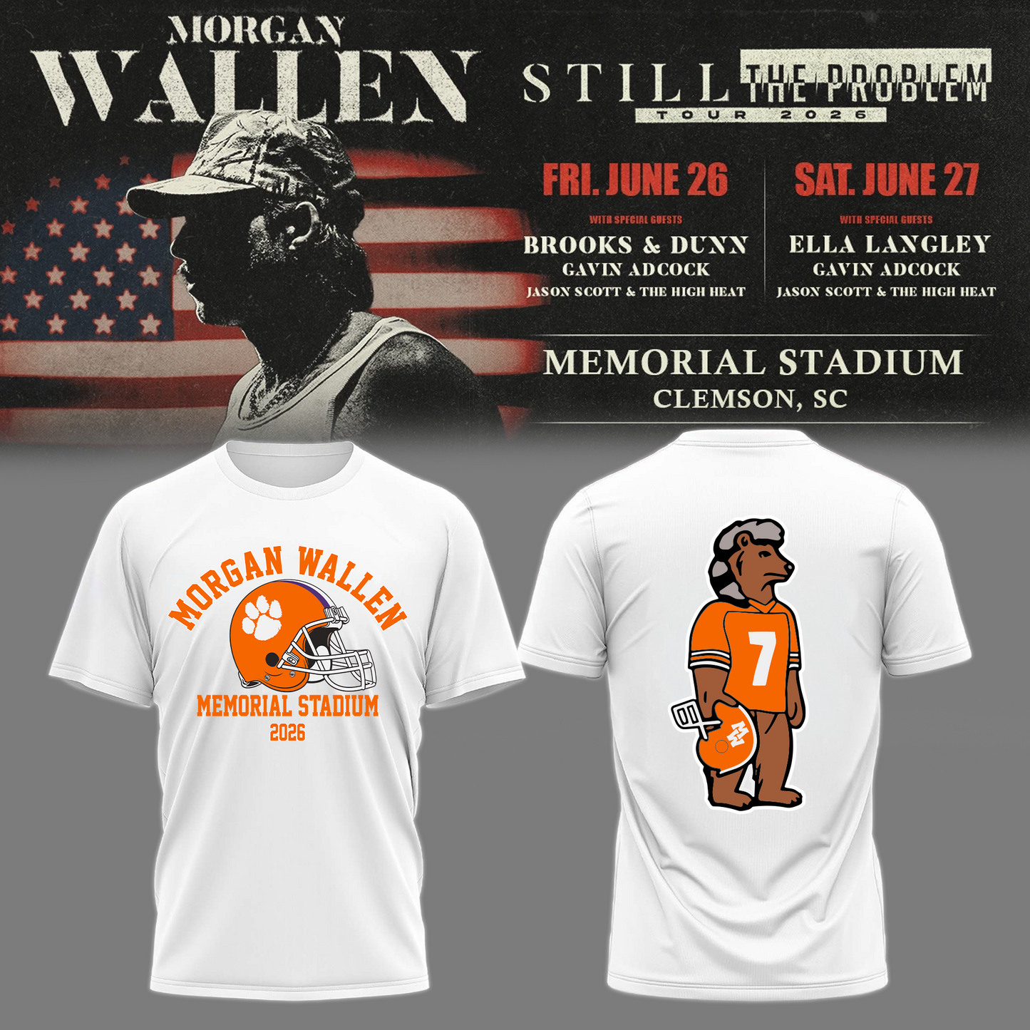 Morgan Wallen: The Clemson Takeover Tee Limited Tour Drop