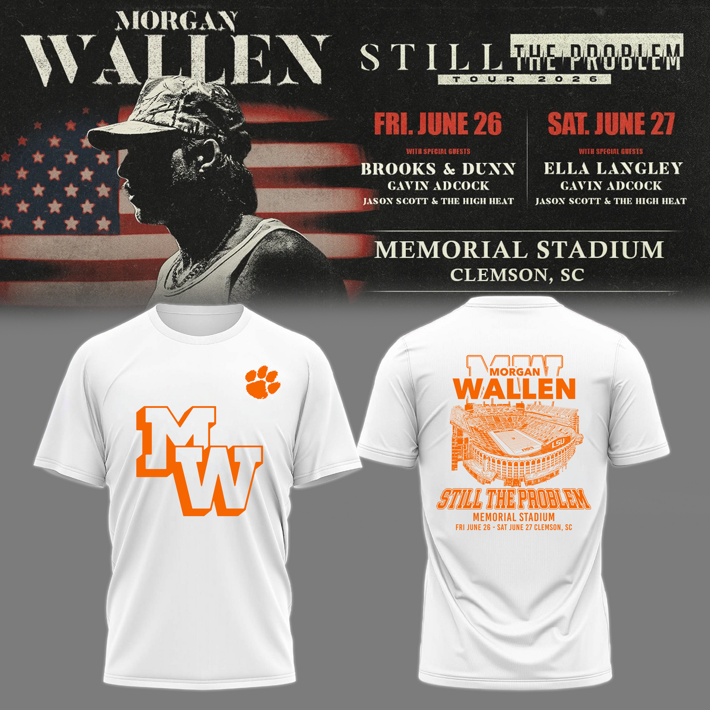 Morgan Wallen: The Clemson Takeover Tee Limited Tour Drop