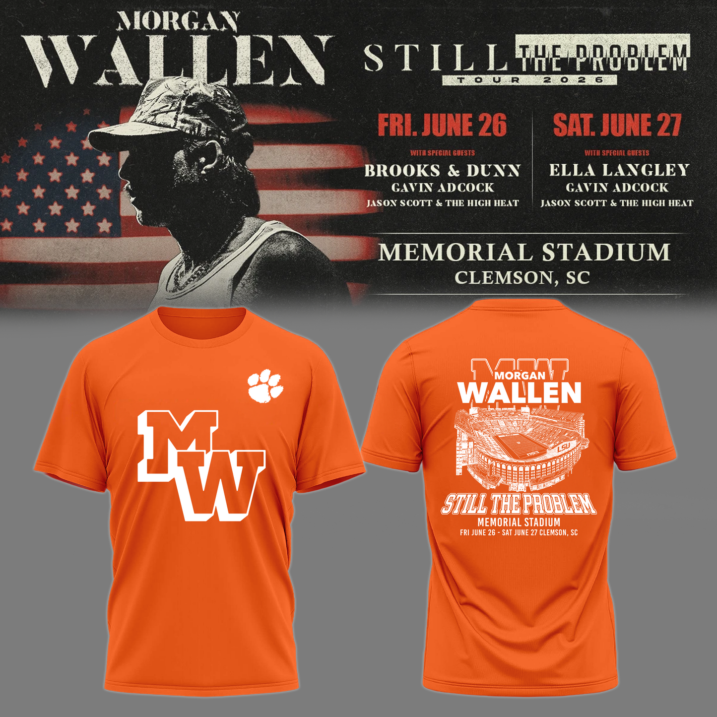 Morgan Wallen: The Clemson Takeover Tee Limited Tour Drop