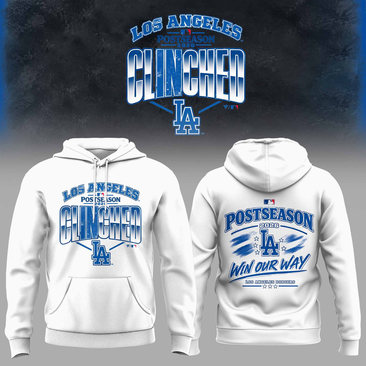 .Los Angeles Dodgers 2026 Postseason Clinched 3D All-Over Print Graphic Hoodie V1