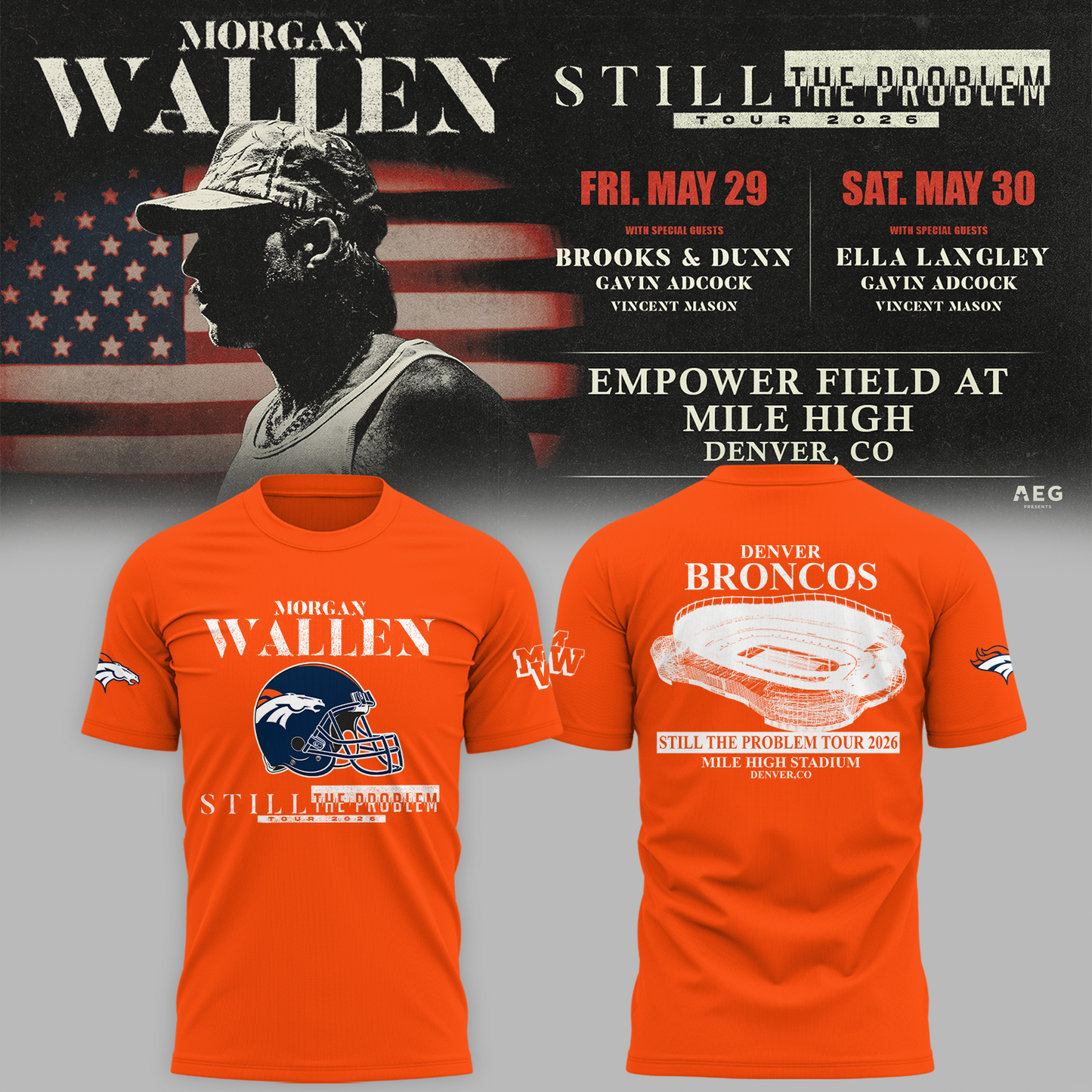 Limited Edition MWallen x Denver Broncos Tshirt 2026