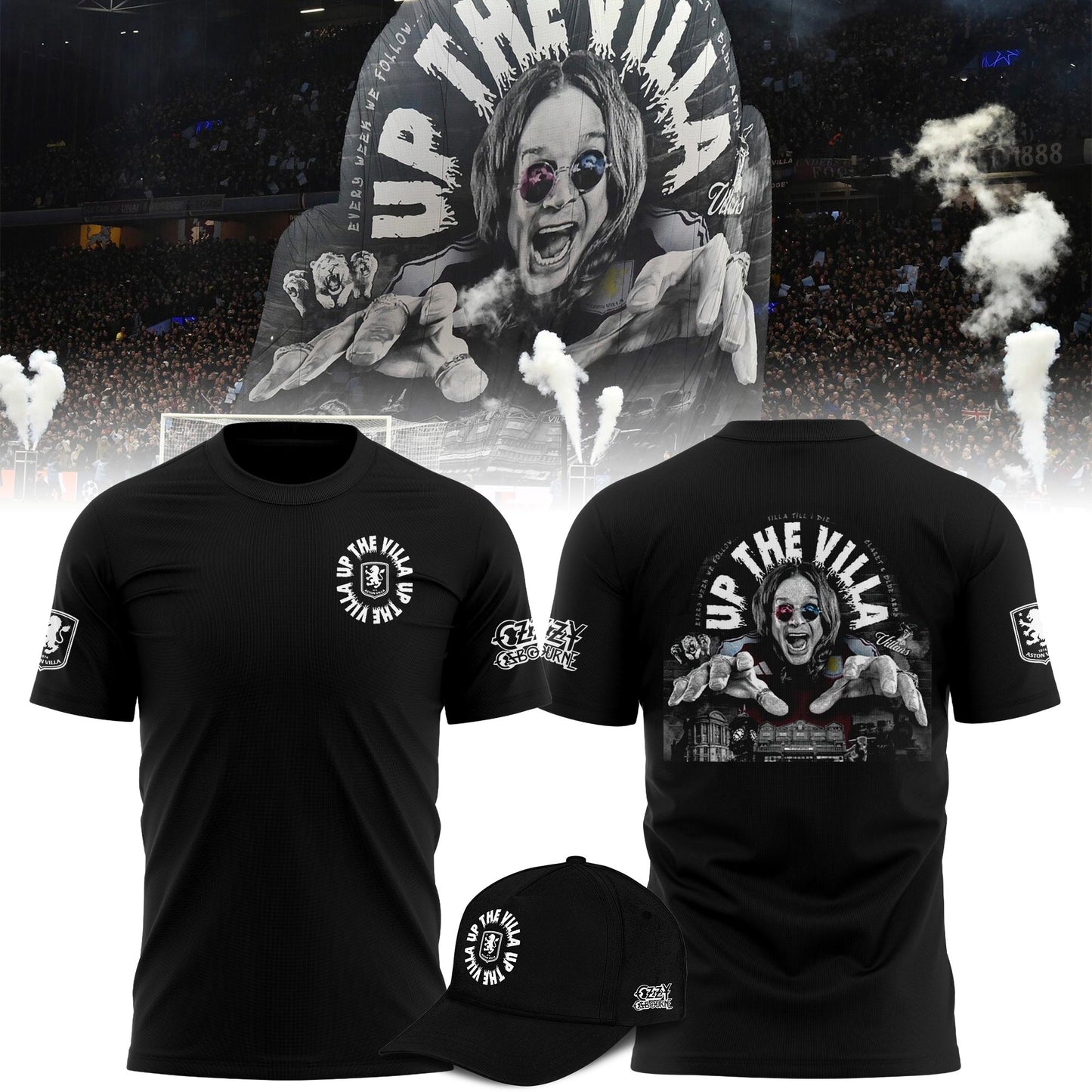 Aston Villa x Ozzy Osbourne Limited Edition T-Shirt – Black