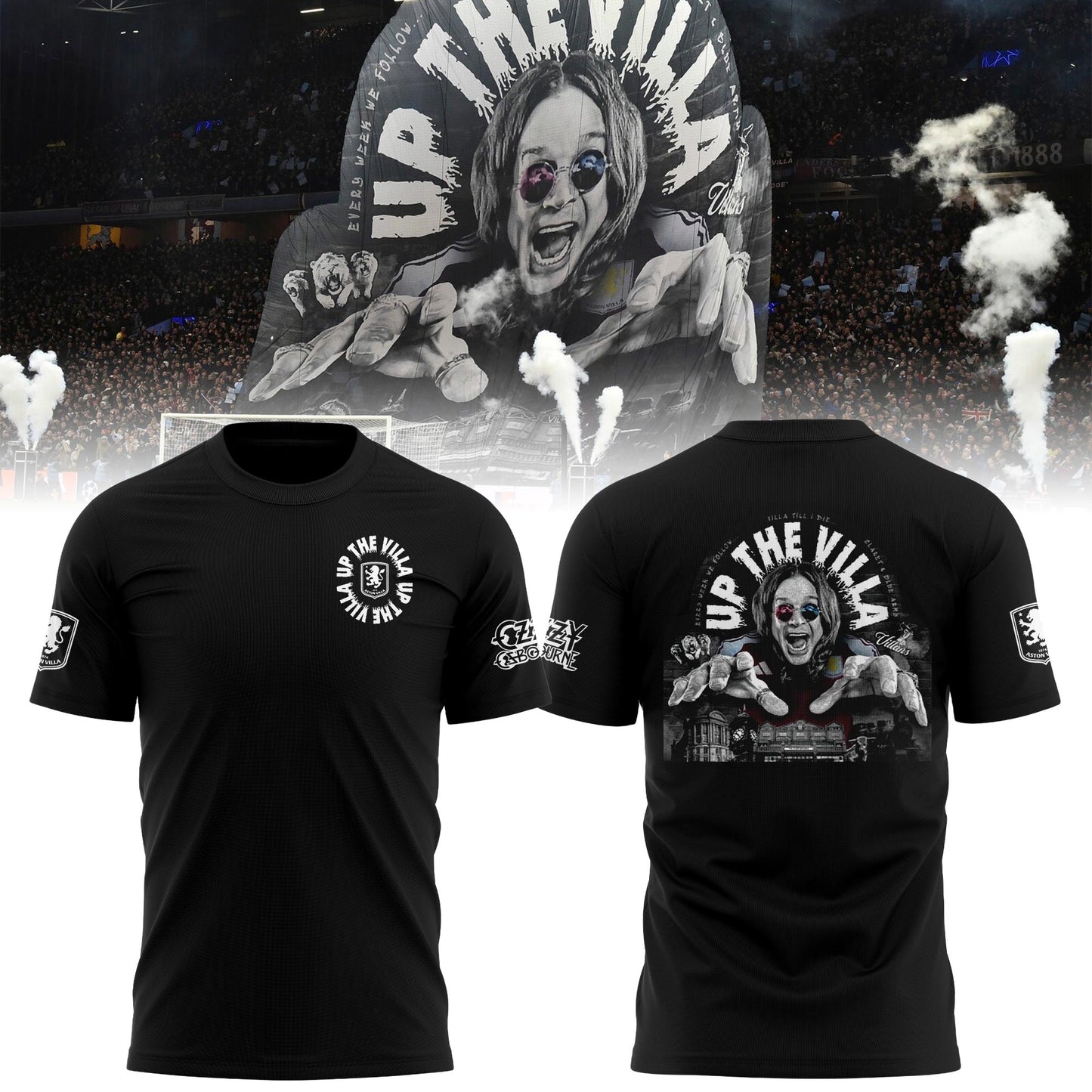 Aston Villa x Ozzy Osbourne Limited Edition T-Shirt – Black