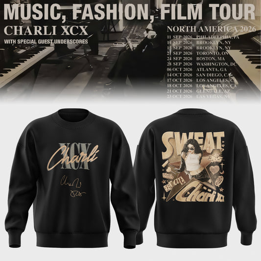 CHARLI XCX “MUSIC, FASHION, FILM” TOUR SWEATER IS HERE