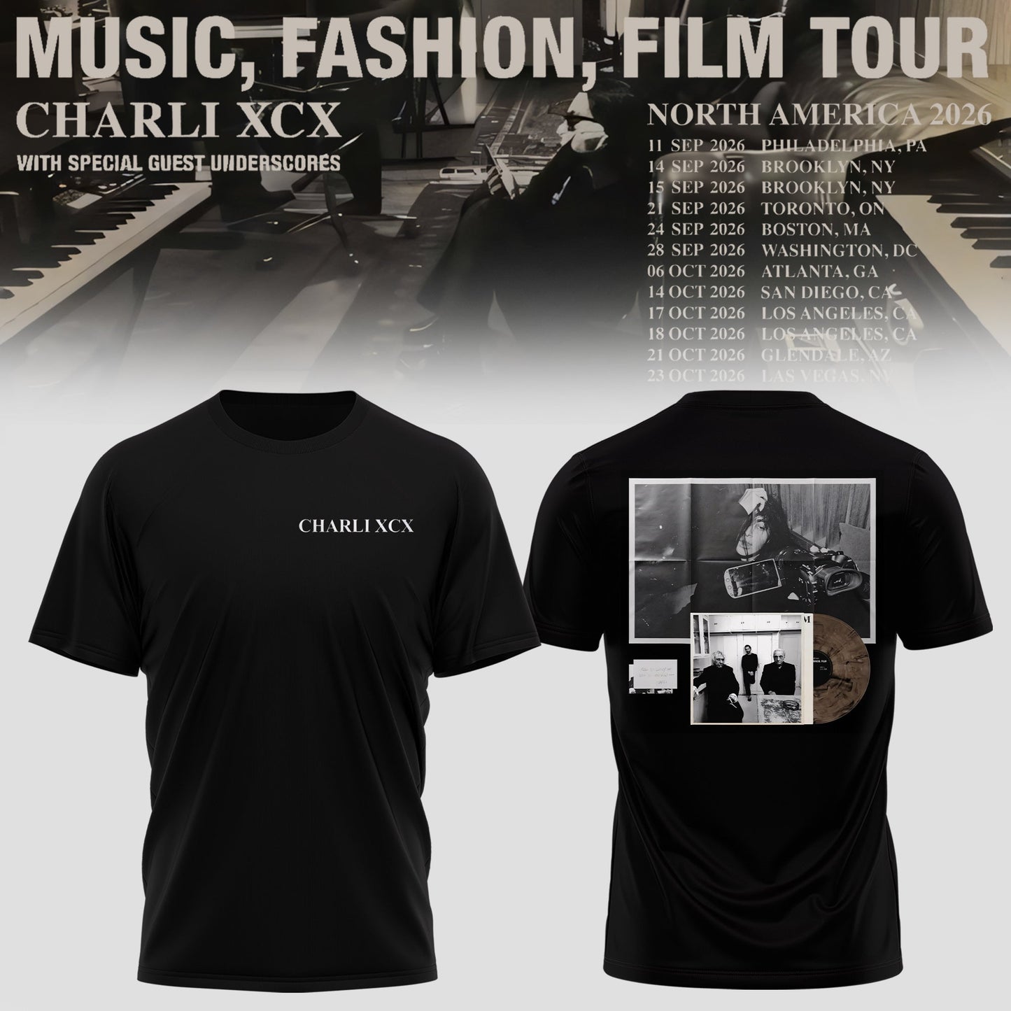 CHARLI XCX “MUSIC, FASHION, FILM” TOUR TSHIRT IS HERE