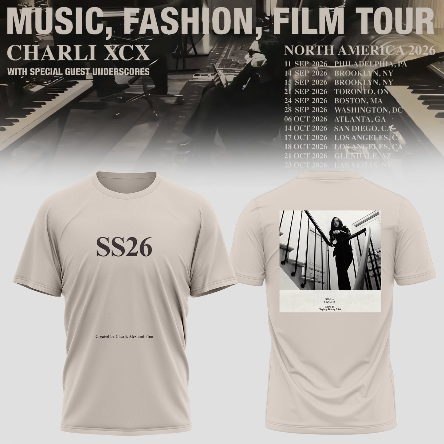 CHARLI XCX “MUSIC, FASHION, FILM” TOUR TSHIRT IS HERE