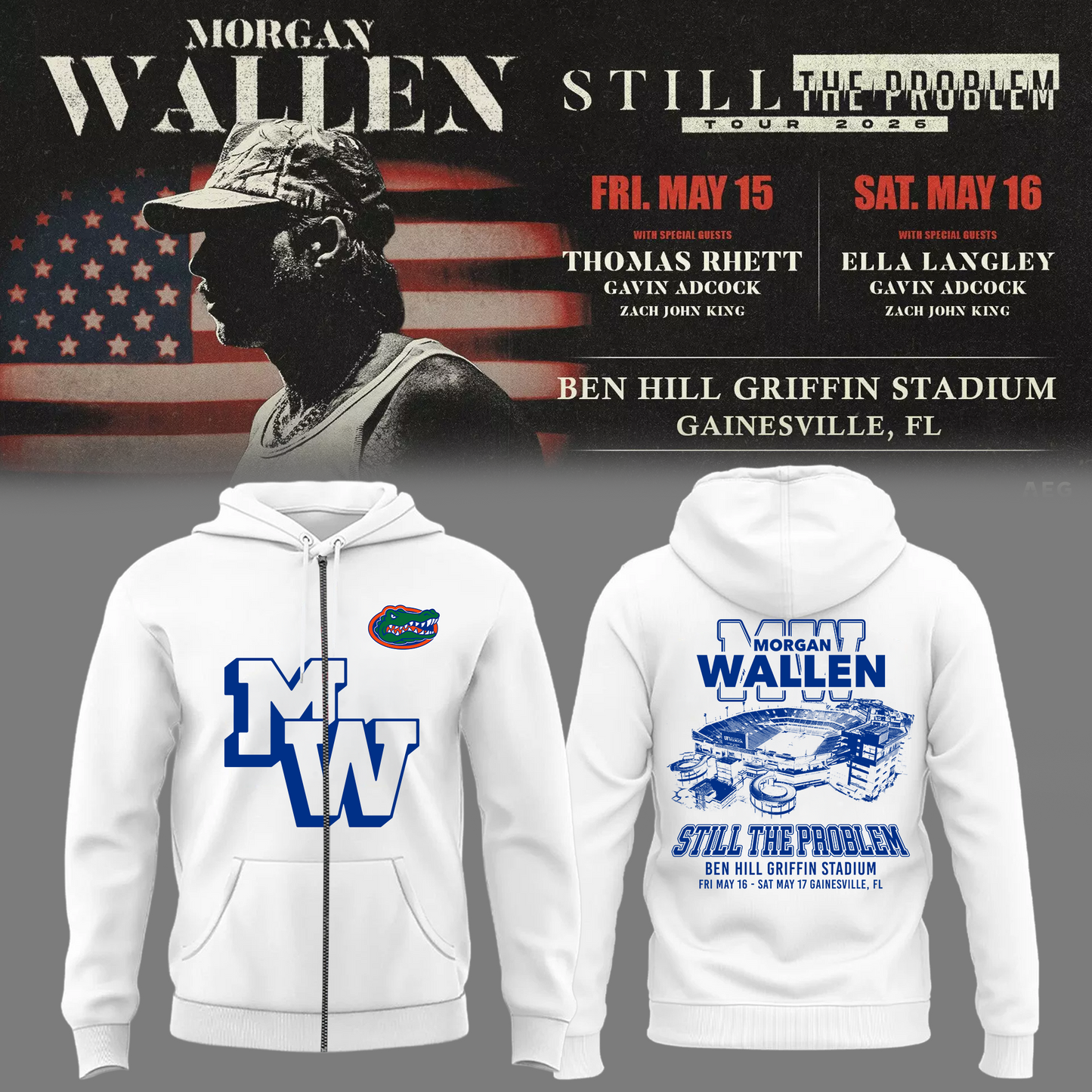 Limited Edition “Still The Problem Tour” At Ben Hill Griffin Stadium, Florida Gators Zip Hoodie