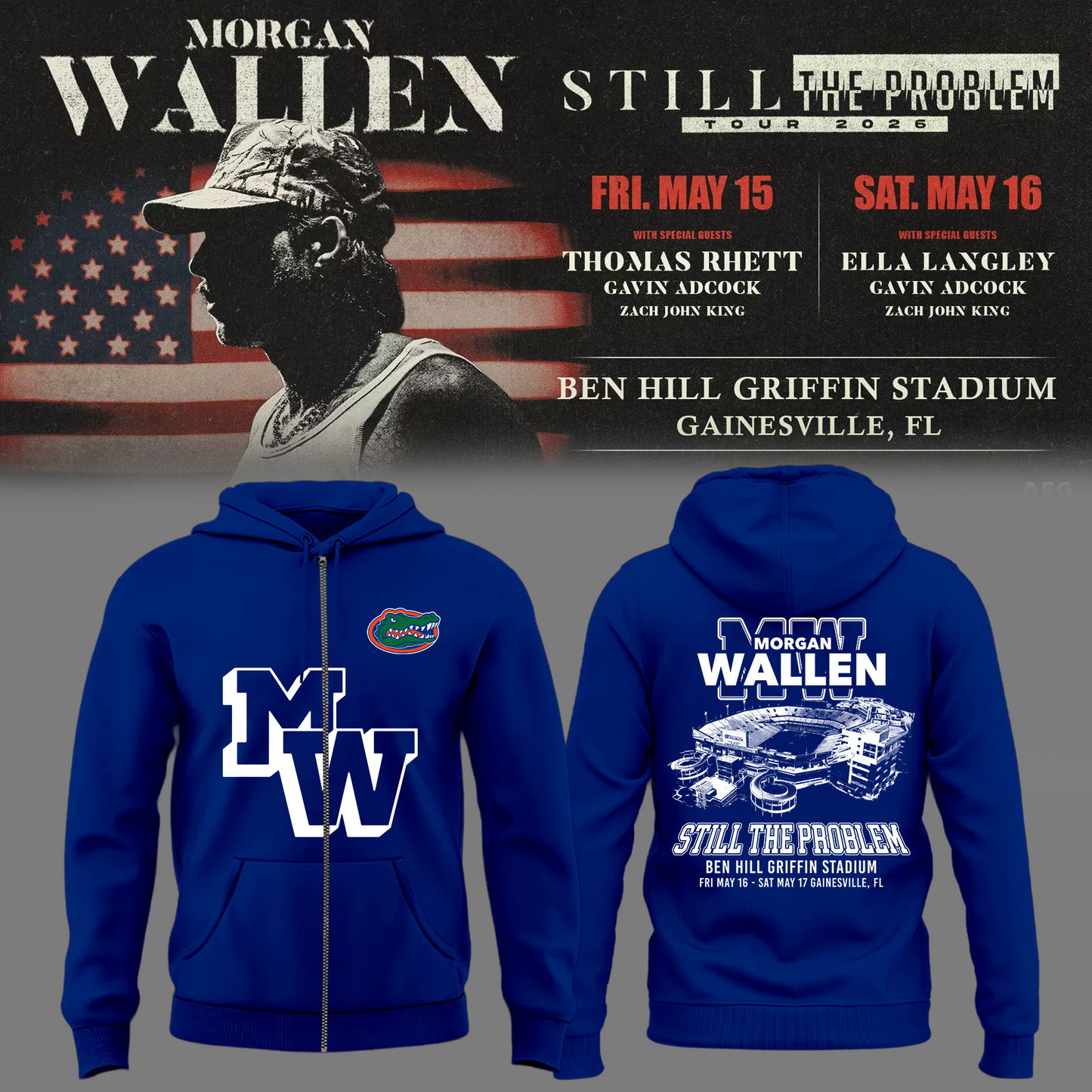 Limited Edition “Still The Problem Tour” At Ben Hill Griffin Stadium, Florida Gators Zip Hoodie