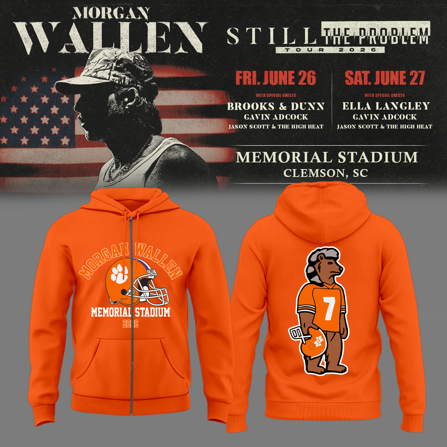 Morgan Wallen: The Clemson Takeover Zip Hoodie Limited Tour Drop