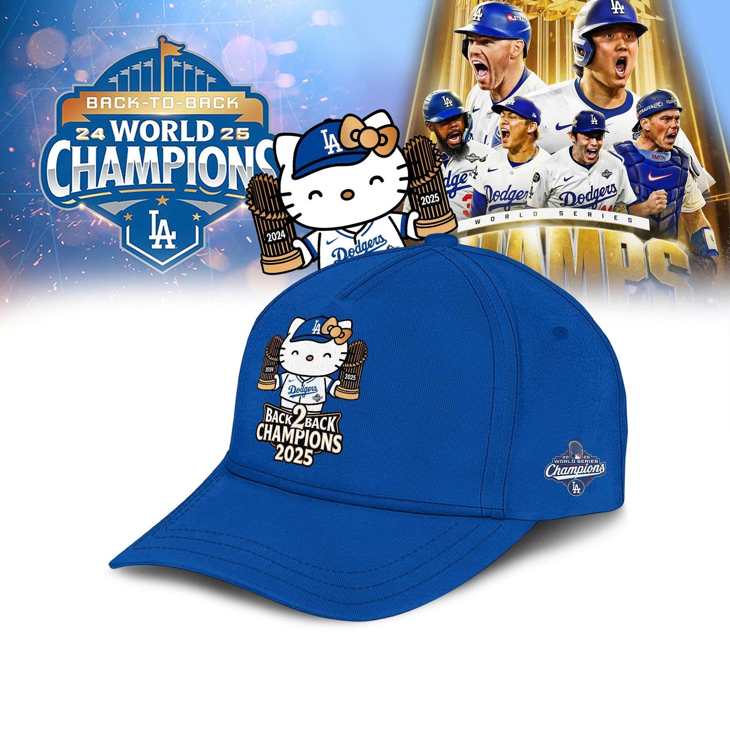 _ Los Angeles Dodgers x Hello Kitty 2025 Royal World Series Champions Limited Edition Jersey