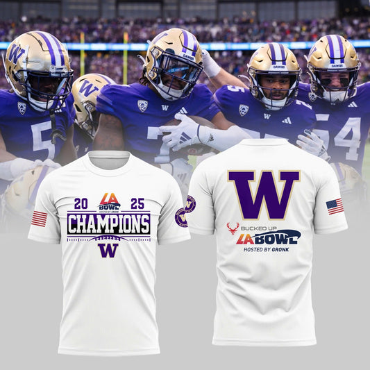 Washington Huskies Football 2025  BUCKED UP LA BOWL HOSTED BY GRONK Champions TShirt