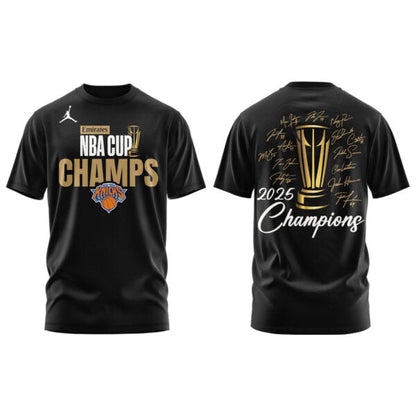 Black New York Knicks 2025 Cup Champions Signature Limited Edition Tshirt | Jogger | Cap