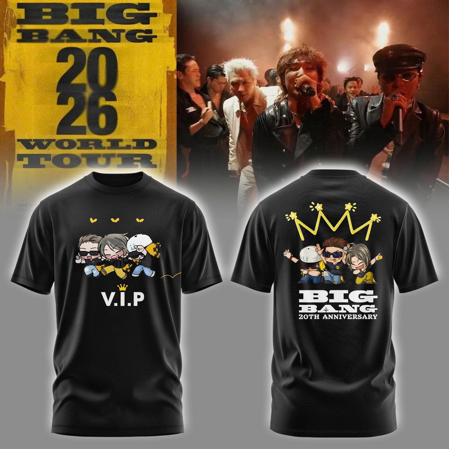 BigBang World Tour ’26 Cartoon Version Limited Edition Black Tshirt