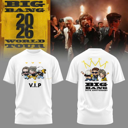 BigBang World Tour ’26 Cartoon Version Limited Edition White Tshirt