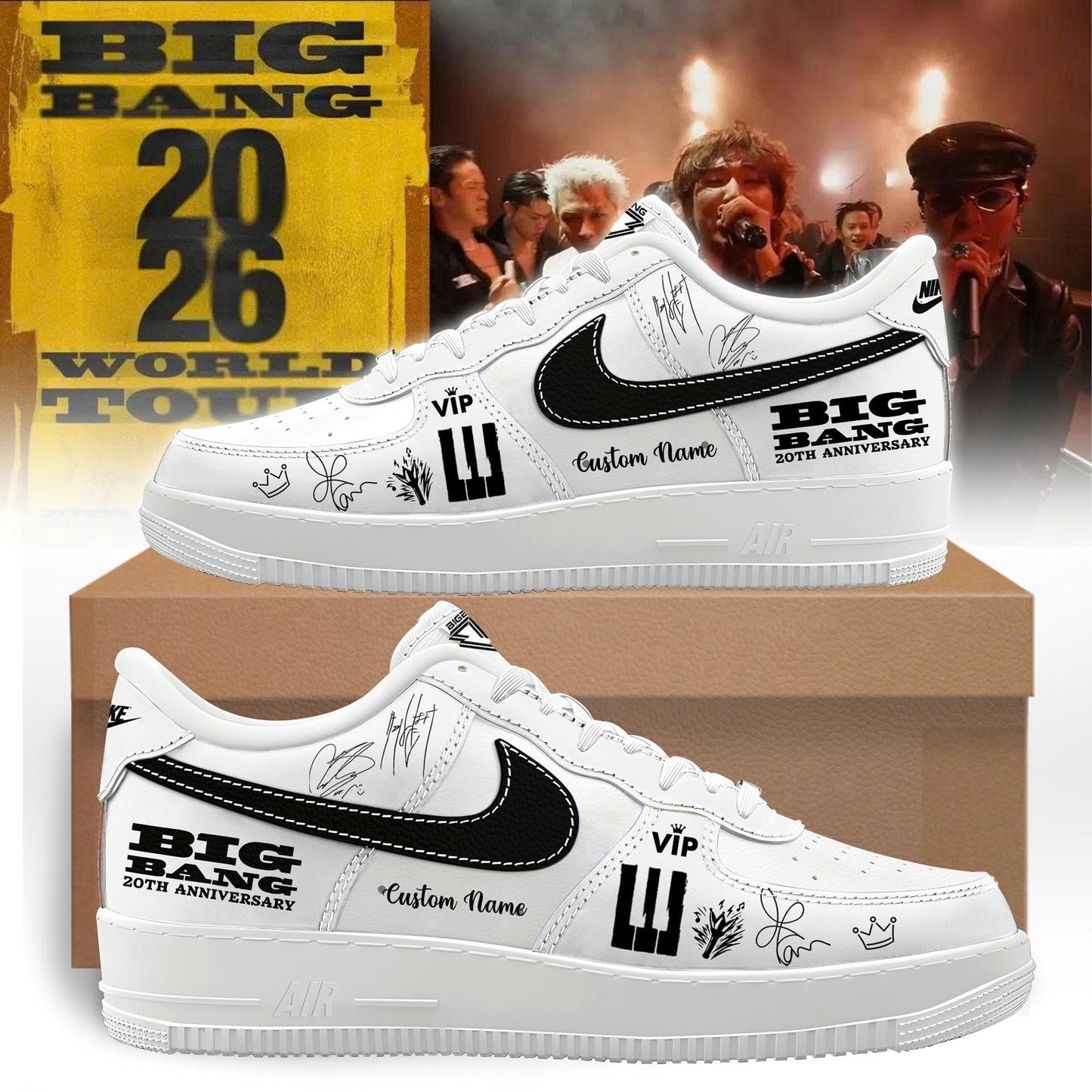 BigBang 20th Anniversary World Tour ’26 Custom Name H34 White Shoes