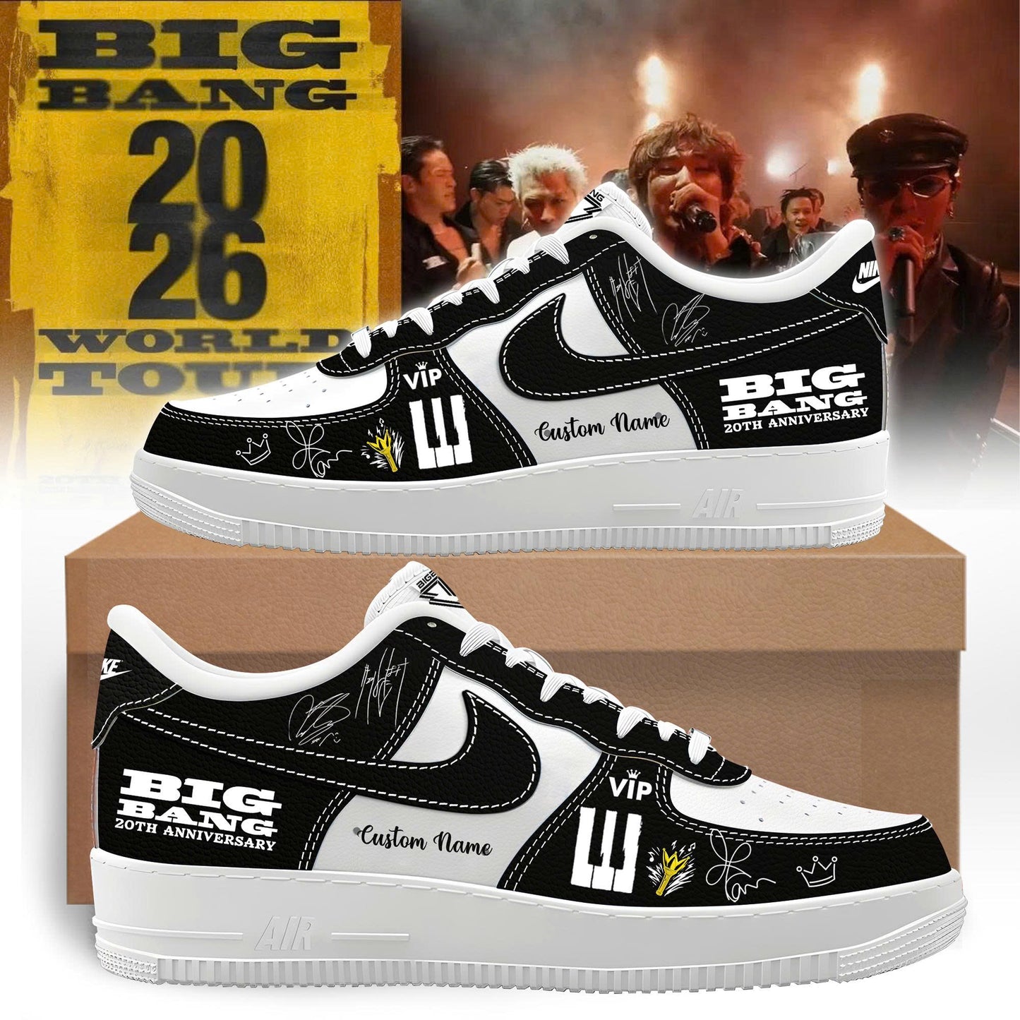 BigBang 20th Anniversary World Tour ’26 Custom Name H34 Black Shoes