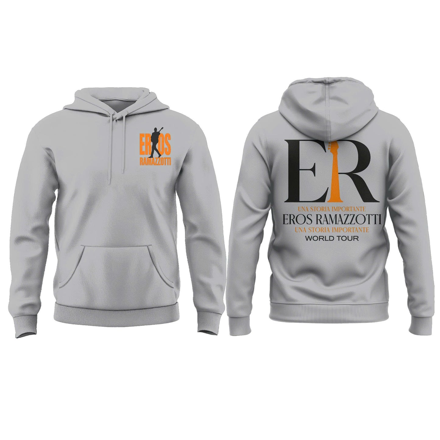 Eros Ramazzotti UNA STORIA IMPORTANTE WORLD TOUR 2026 Limited Edition Grey Hoodie