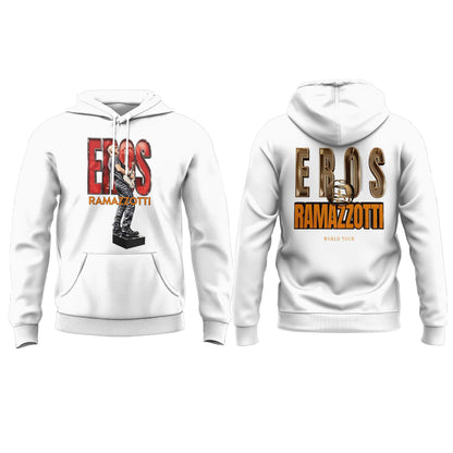 Eros Ramazzotti UNA STORIA IMPORTANTE WORLD TOUR 2026 Limited Edition White Hoodie