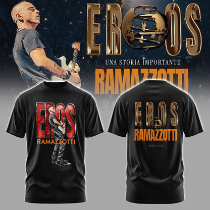 Eros Ramazzotti UNA STORIA IMPORTANTE WORLD TOUR 2026 Limited Edition Black Tshirt
