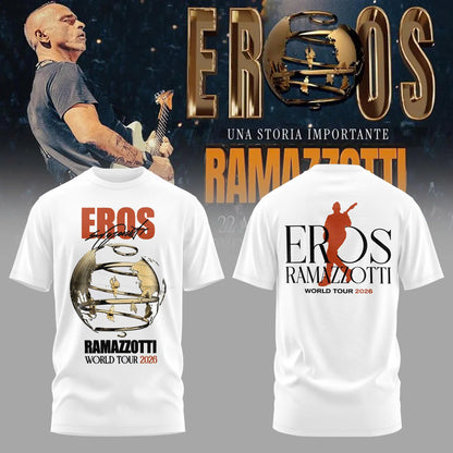 Eros Ramazzotti UNA STORIA IMPORTANTE WORLD TOUR 2026 Limited Edition White Tshirt v2