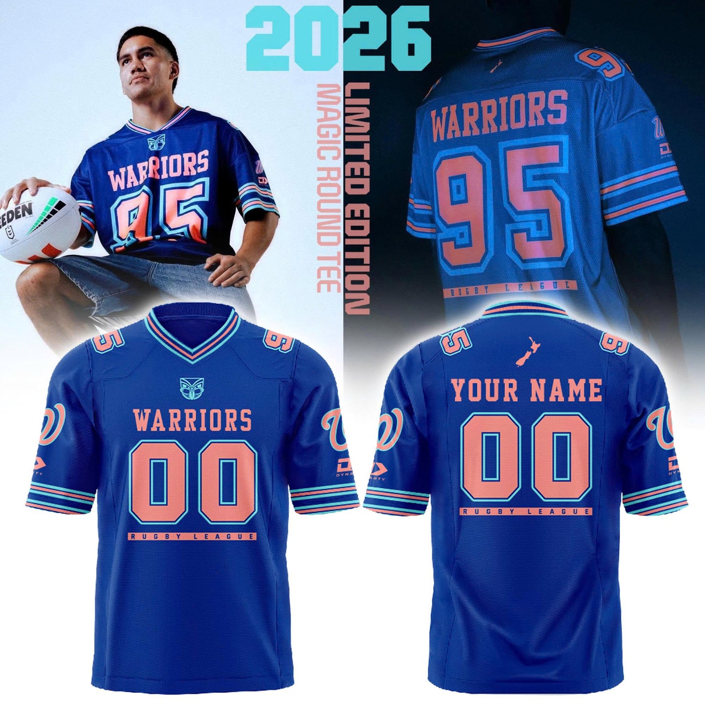 New Zealand Warriors Adults Limited Edition Magic Round Combo Jersey Custom