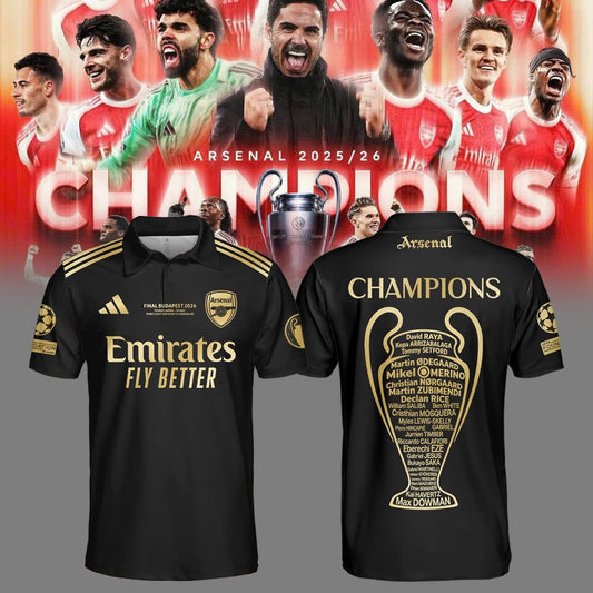 ,.Arsenal Champions League Winners 25/26 Polo