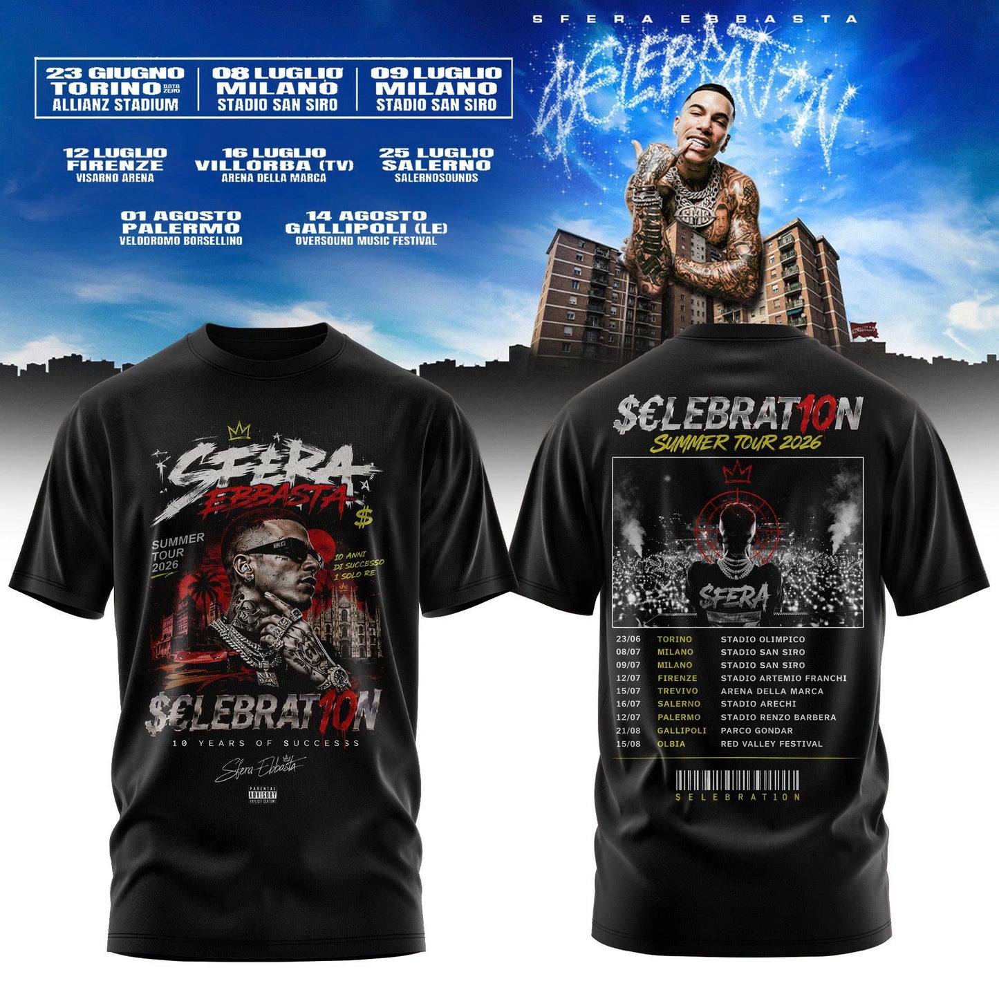 Sfera Ebbasta Tour 2026 Limited Tshirt