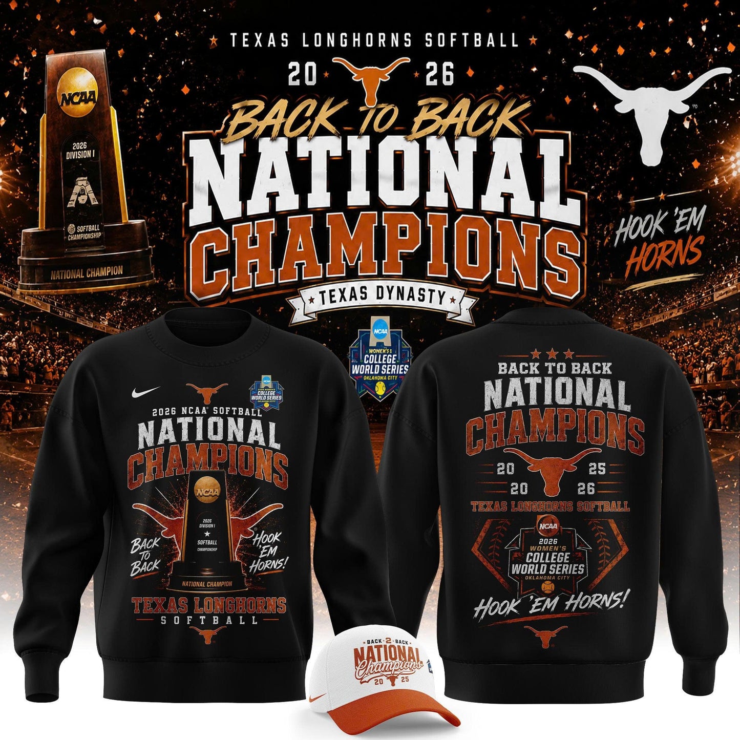 .2026 WCWS Back-To-Back National Champions Sweater