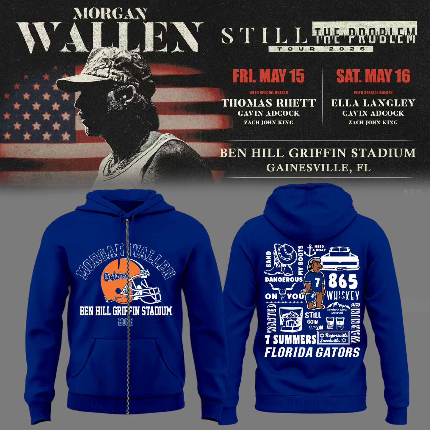 Limited Edition “Still The Problem Tour” At Ben Hill Griffin Stadium, Florida Gators Zip Hoodie