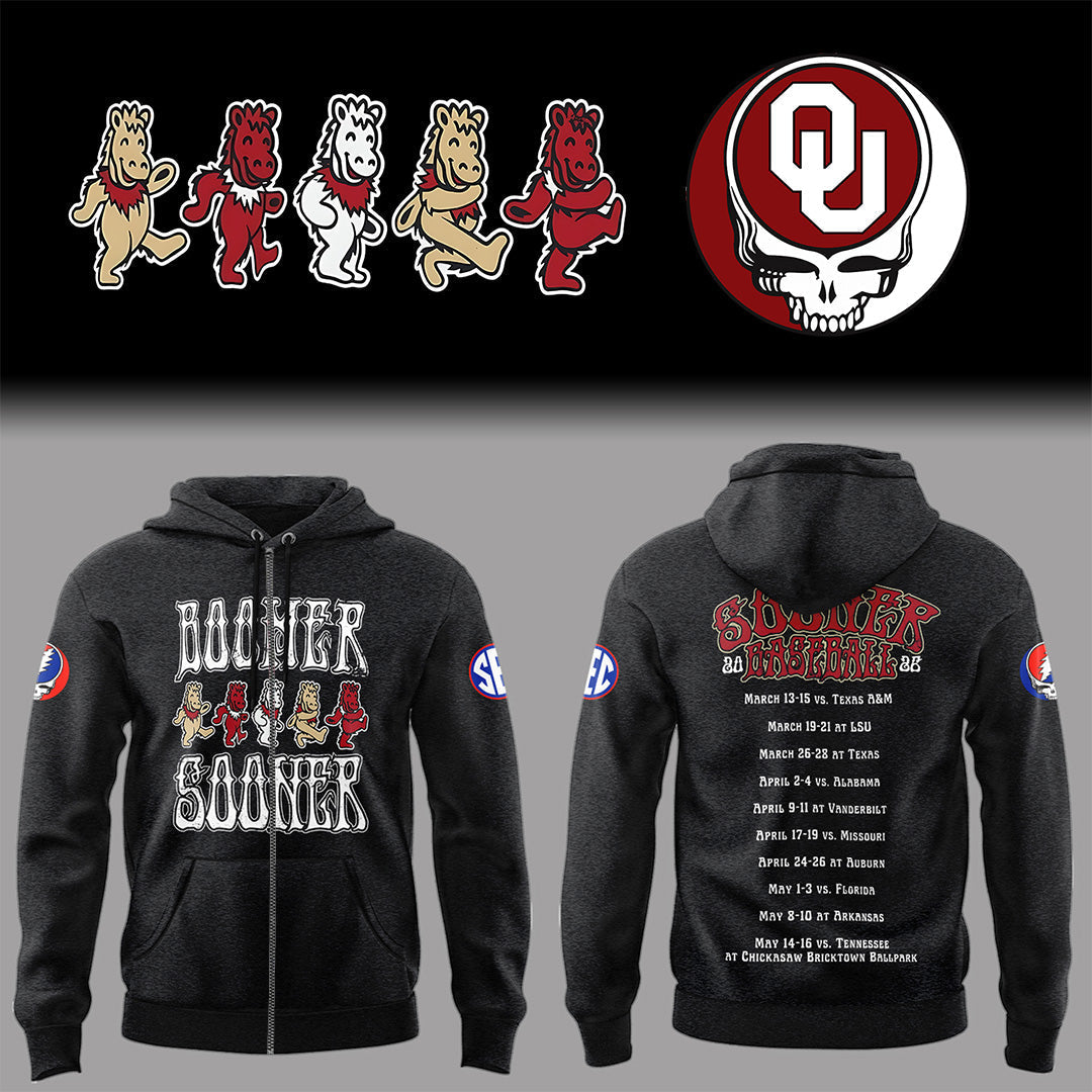 Limited Edition Grateful Sooners 💀⚾ Zip Hoodie