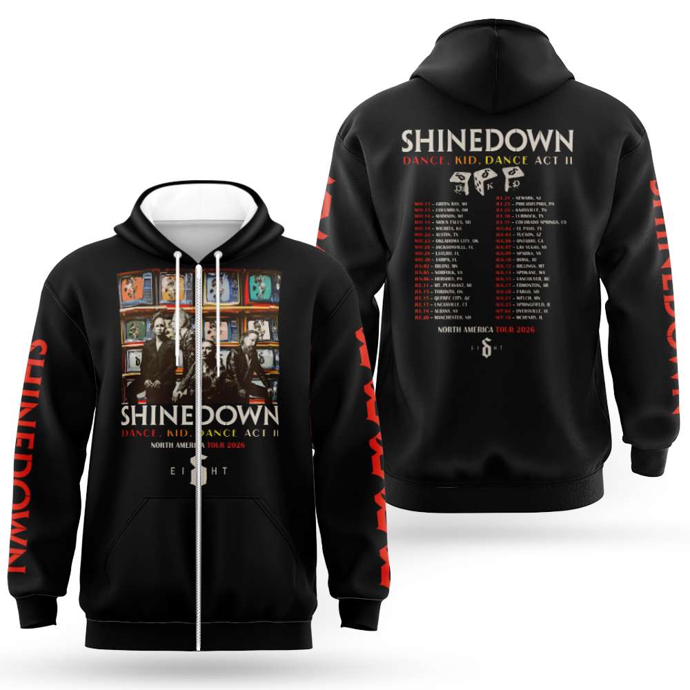 Dance, Kid, Dance Act II World Tour Shinedown 2026 Zip Hoodie